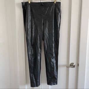 Black faux leather skinny pants with stretch
